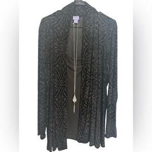 NWT Catherine Scott Black Velvet Waterfall Cardigan, Tank, &Neckless 3 piece set